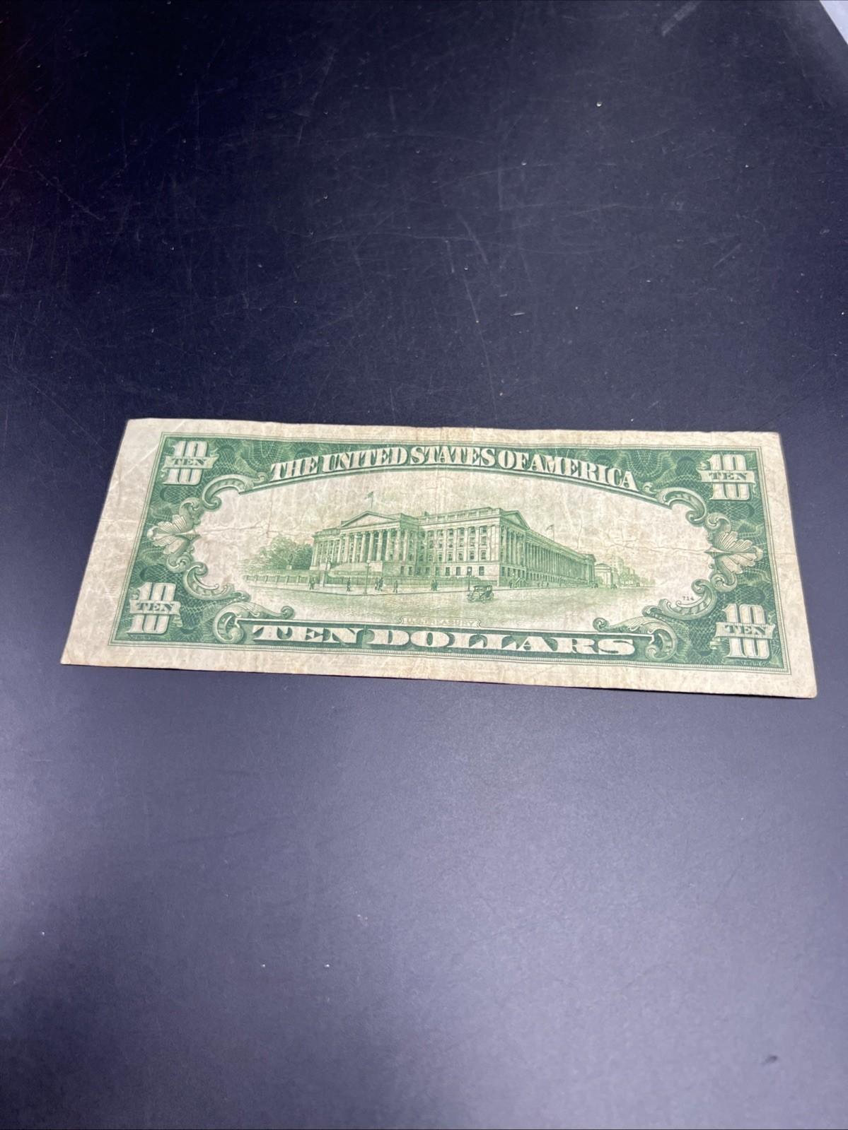 1934 A $10 FRN Federal Reserve Note VG Very Good Circ #063