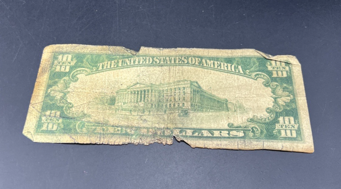 1929 $10 National Bank New York Very Circ Cull Ugly Damaged Low Serial #00865970