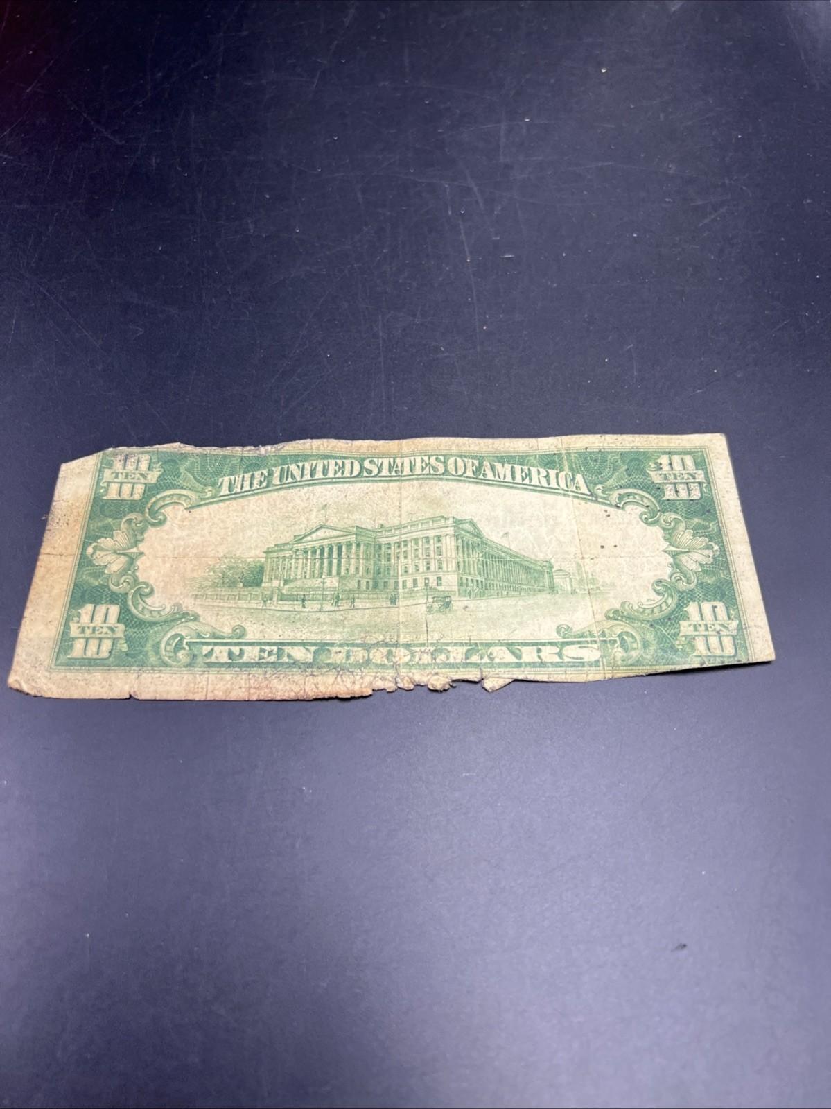 1929 $10 National Bank Chicago Very Circ Cull Ugly Damaged Low Serial #436