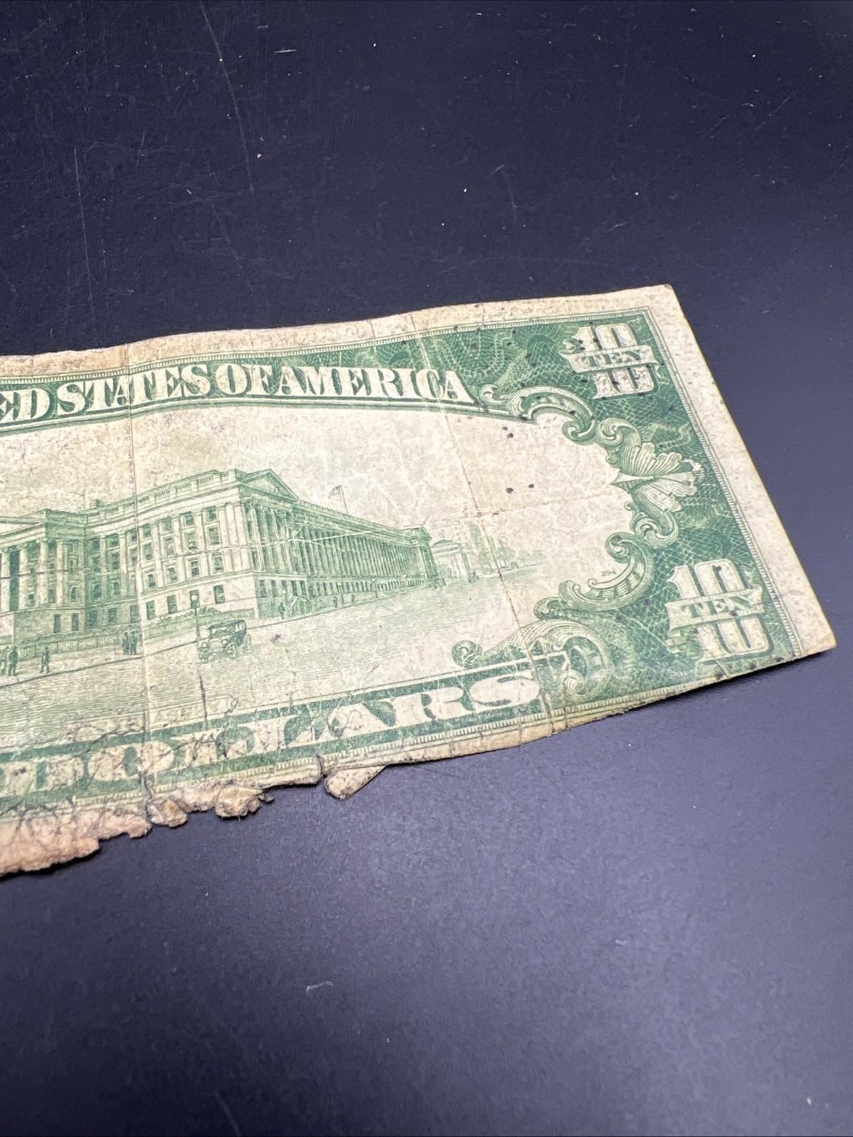 1929 $10 National Bank Chicago Very Circ Cull Ugly Damaged Low Serial #436