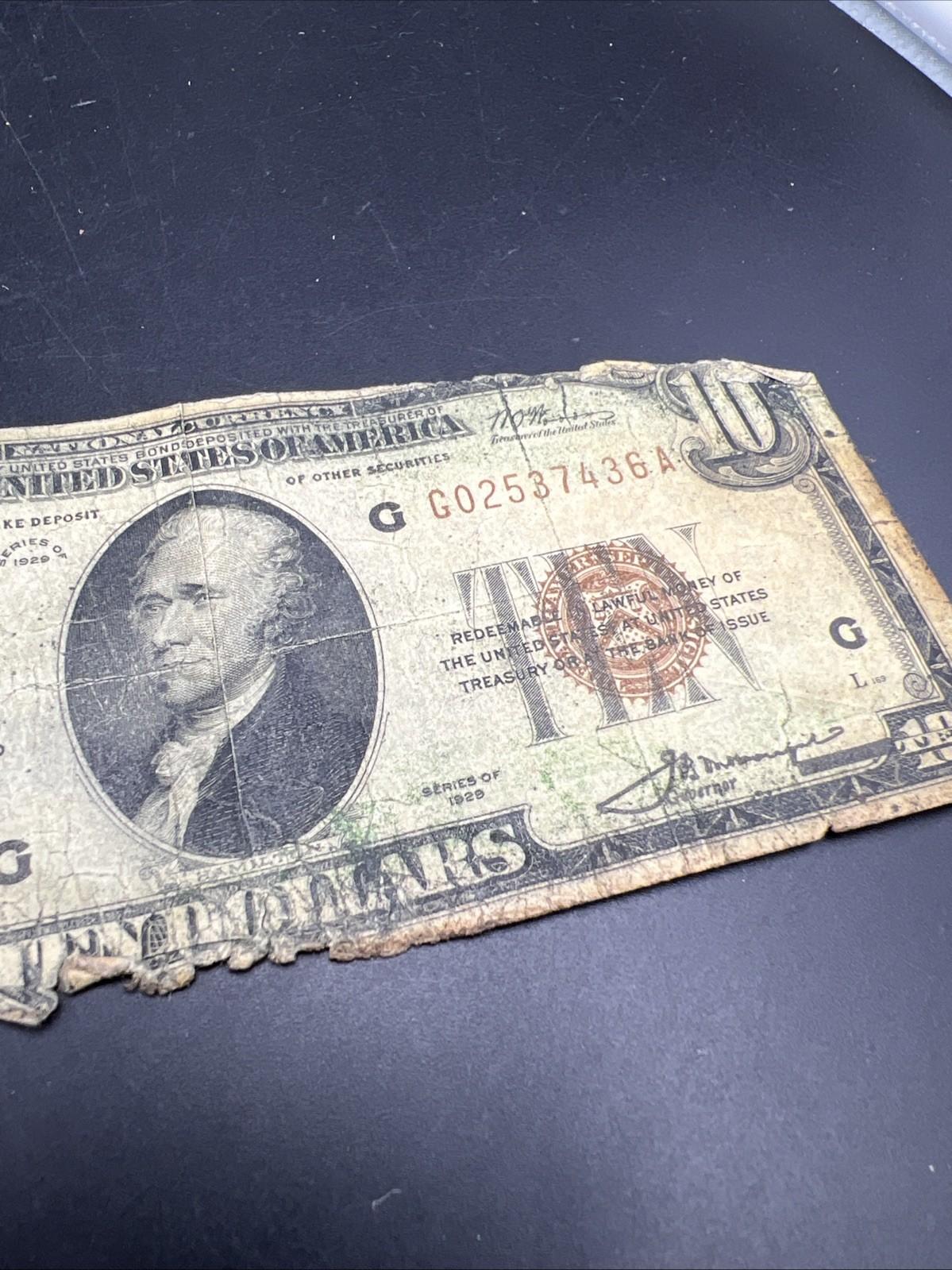 1929 $10 National Bank Chicago Very Circ Cull Ugly Damaged Low Serial #436
