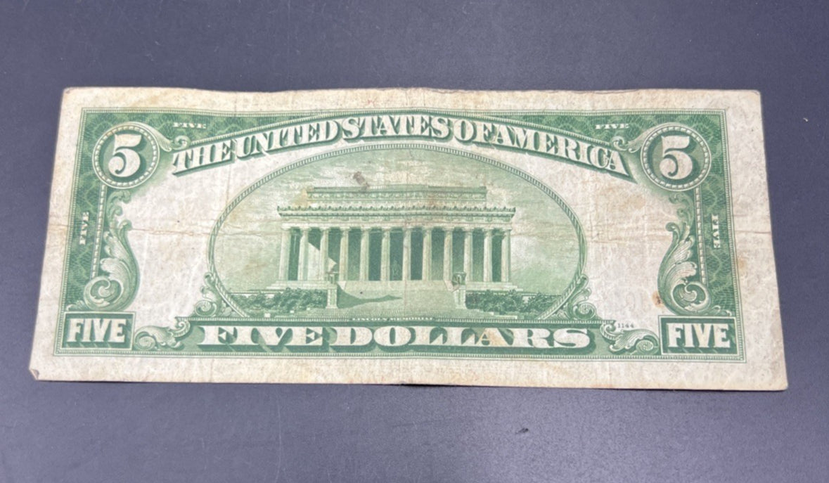 1934 A $5 Silver Certificate Note Blue Seal Bill VG Very Good Circ #279