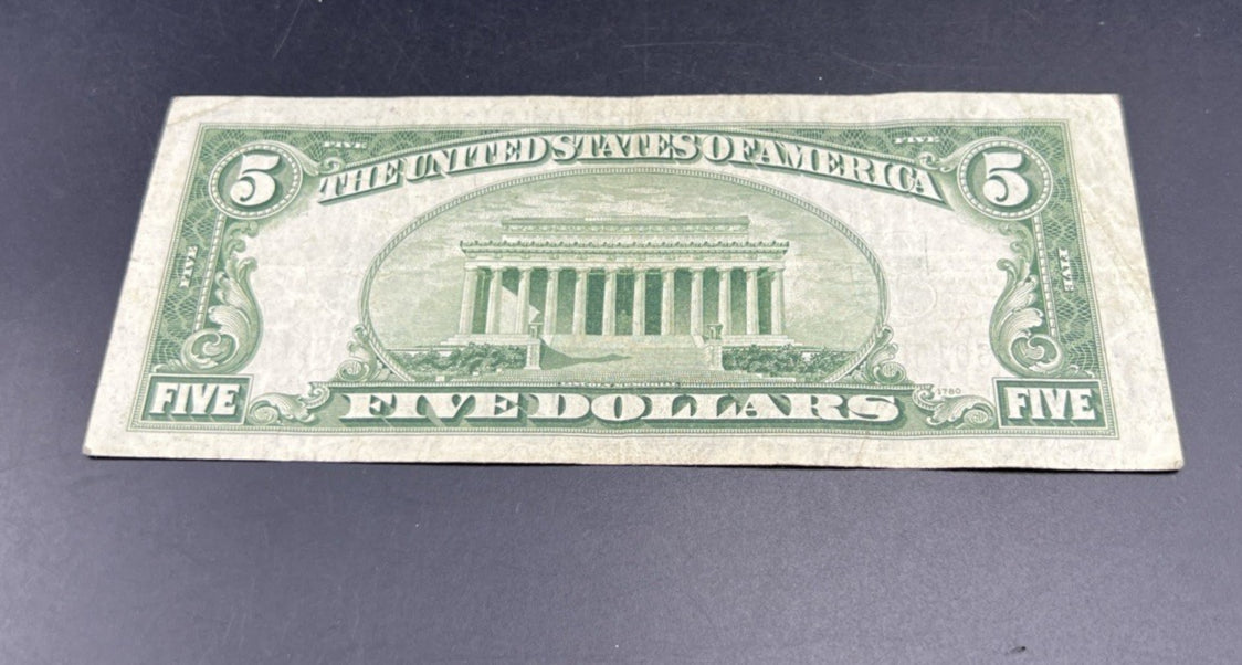 1934 D $5 Silver Certificate Note Blue Seal Bill VF Very Fine #754