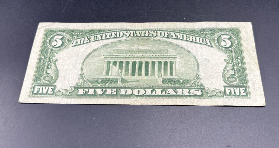 1934 D $5 Silver Certificate Note Blue Seal Bill VF Very Fine #754