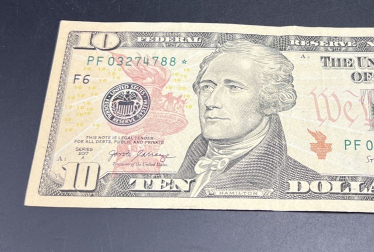 2017 A * Star $10 FRN Federal Reserve Note VF Very Fine Circ #788
