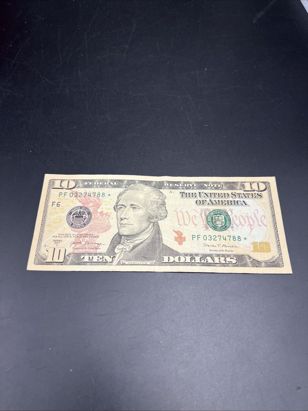 2017 A * Star $10 FRN Federal Reserve Note VF Very Fine Circ #788