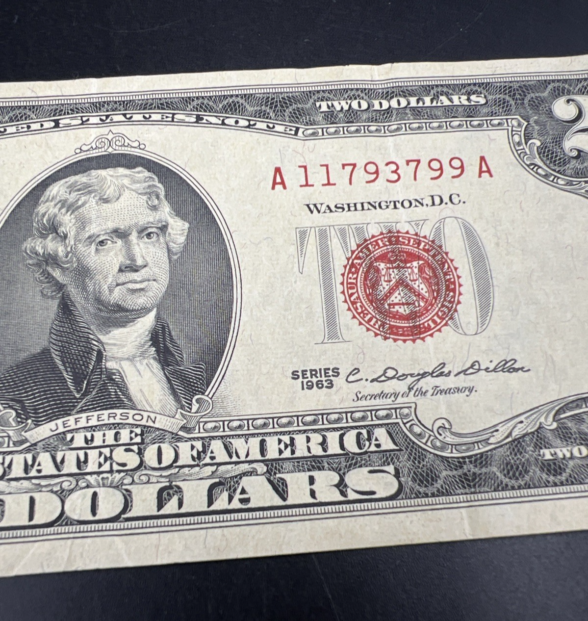 1963 Two Dollar USN United States Note Red Seal XF EF Extra Fine Neat Serial #