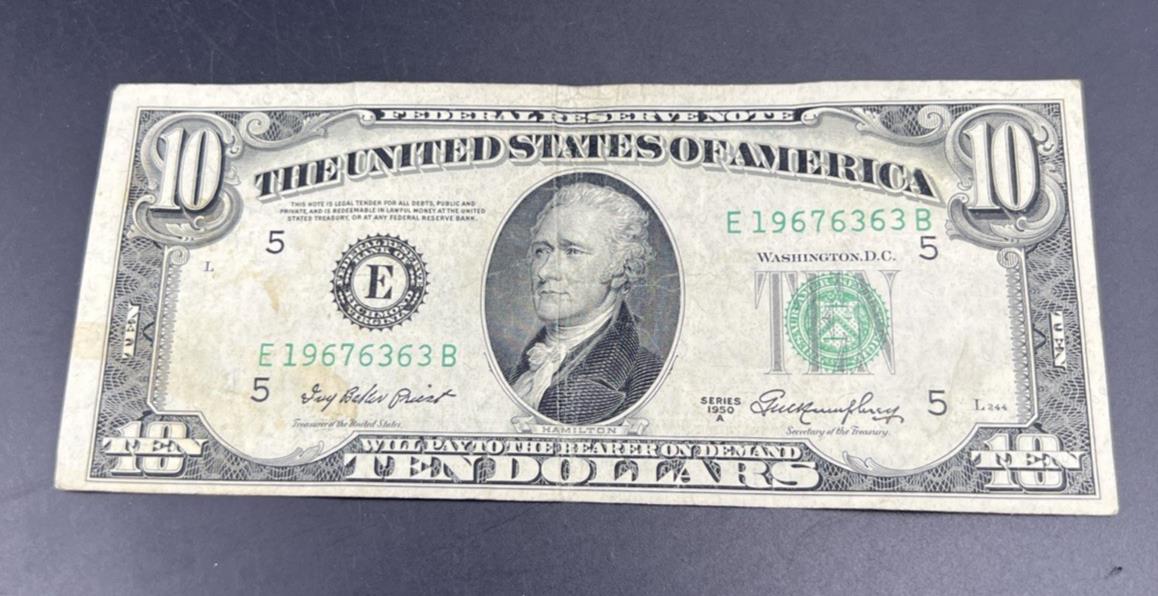 1950 A $10 FRN Federal Reserve Note VG Very Good Circulated #363