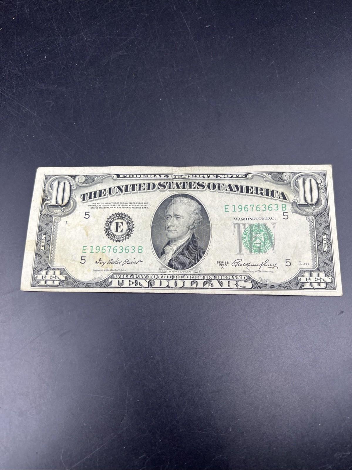 1950 A $10 FRN Federal Reserve Note VG Very Good Circulated #363