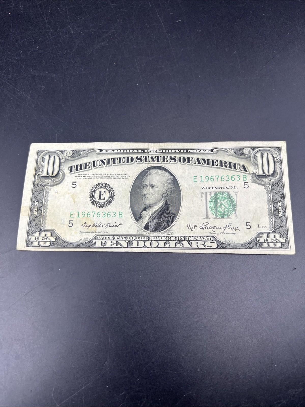 1950 A $10 FRN Federal Reserve Note VG Very Good Circulated #363