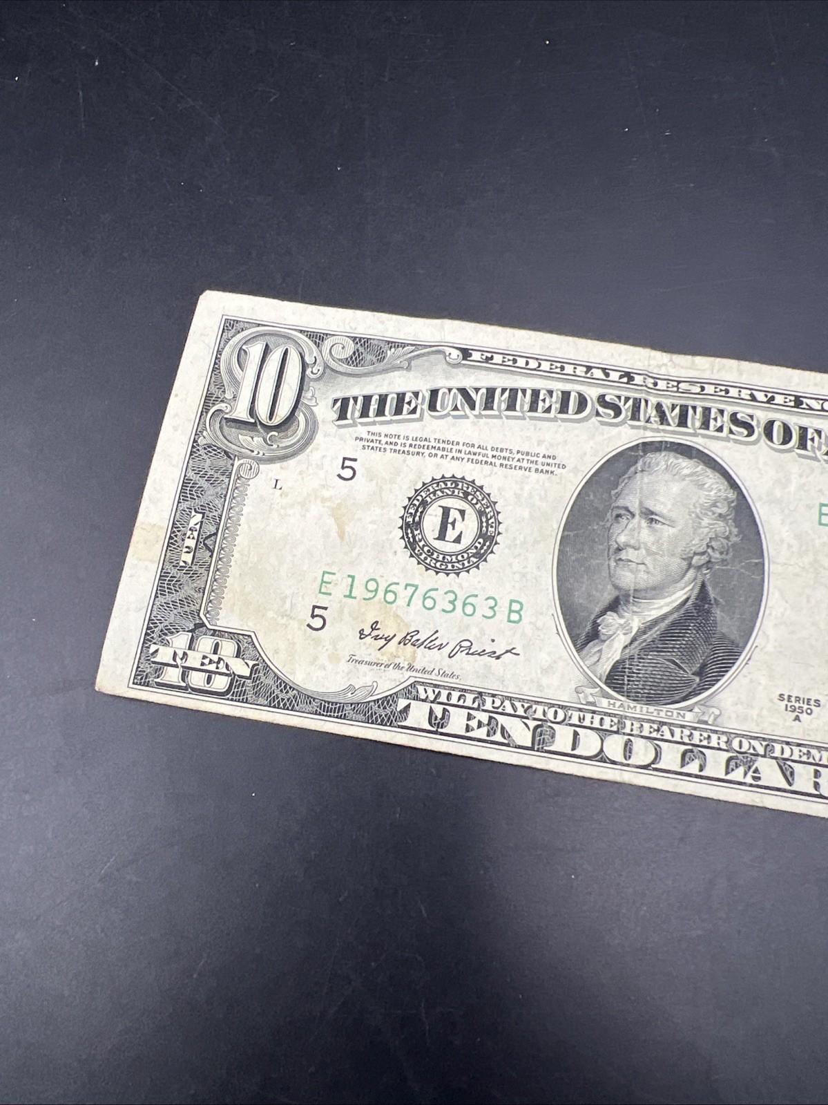 1950 A $10 FRN Federal Reserve Note VG Very Good Circulated #363