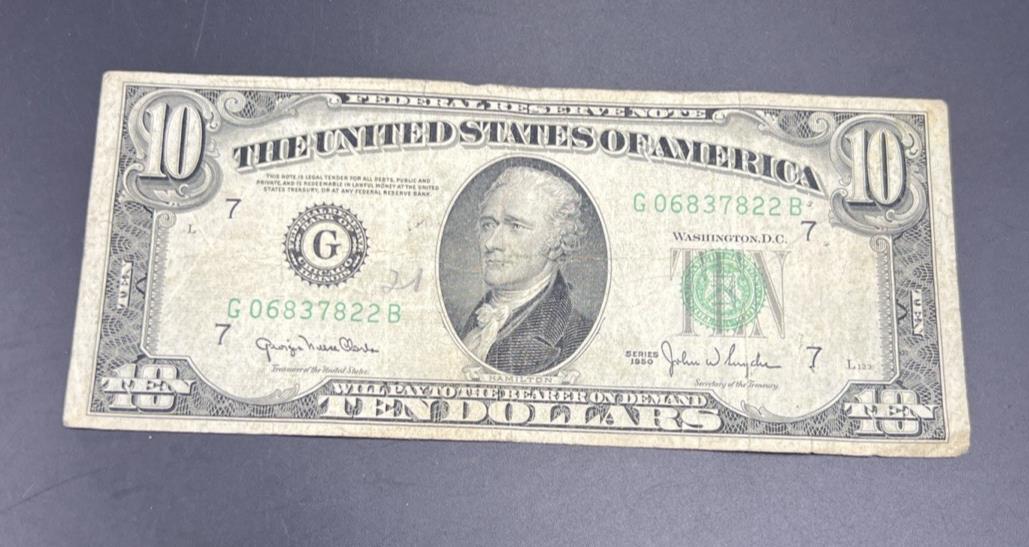 1950 $10 FRN Federal Reserve Note VG Very Good Circulated #822