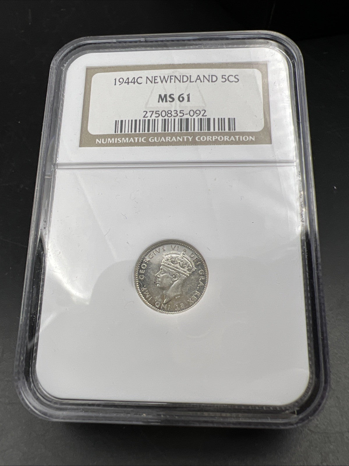 1944 C 5c Newfoundland 5c Five Cents Silver Coin NGC MS61 - Mirror like Surfaces