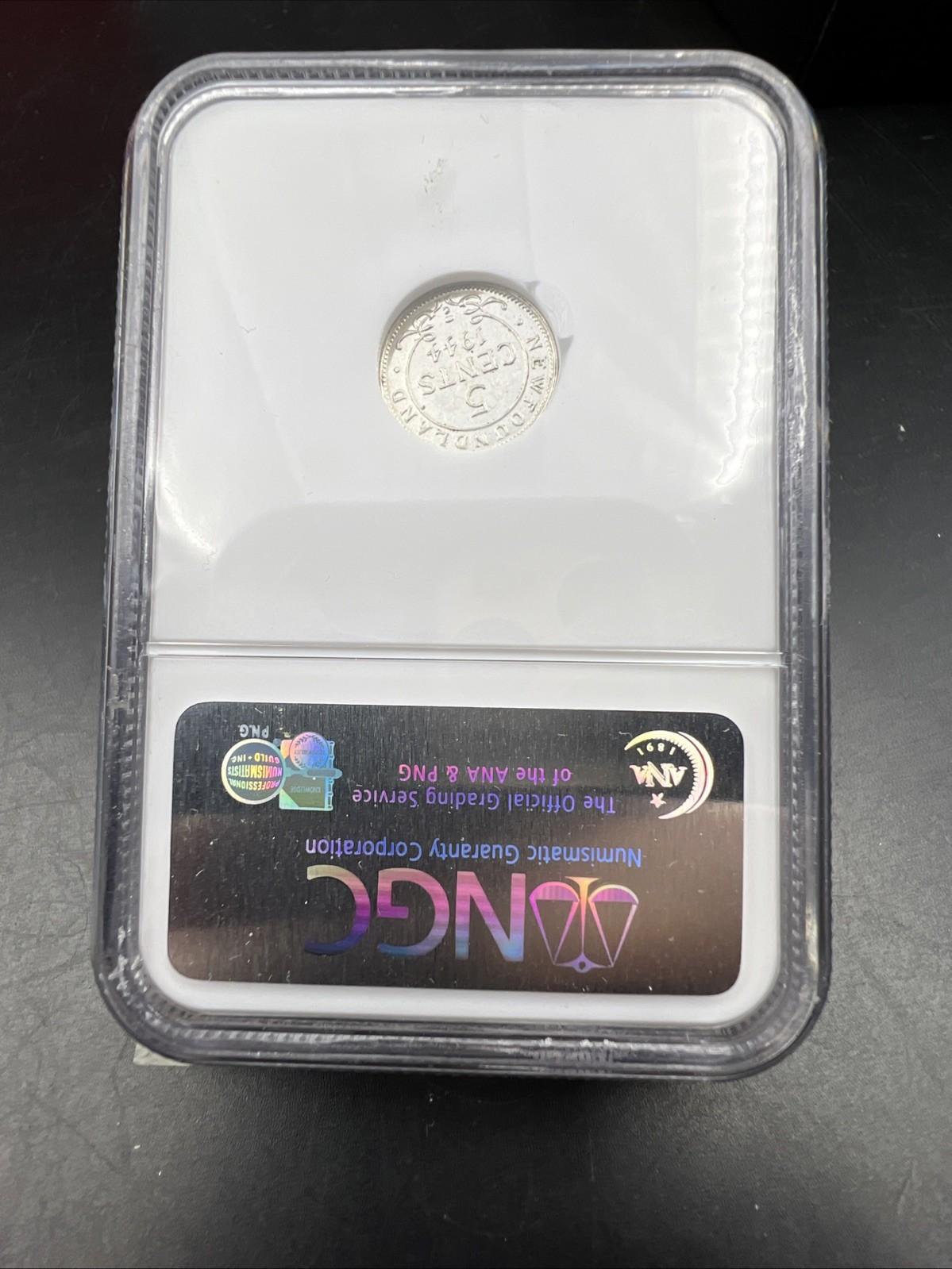 1944 C 5c Newfoundland 5c Five Cents Silver Coin NGC MS61 - Mirror like Surfaces