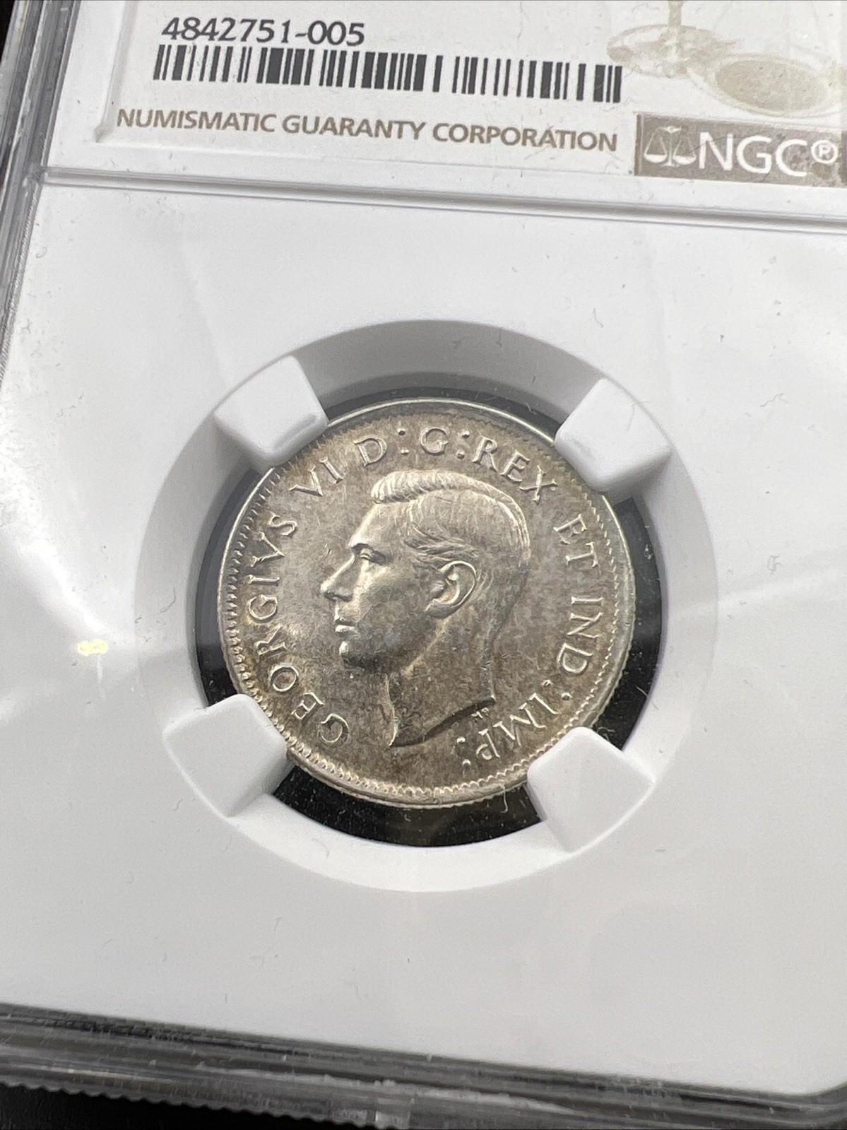 1939 Canada 25c Silver Quarter Coin NGC AU58 About Unc Certified