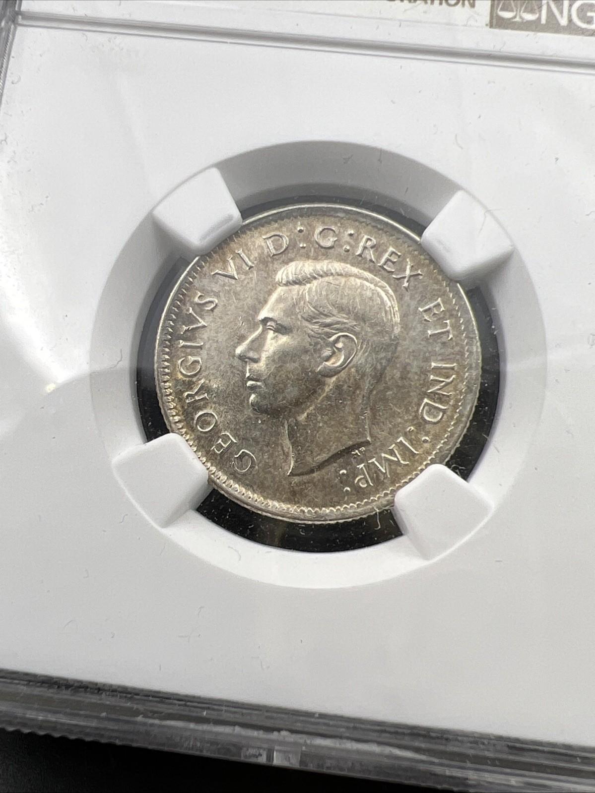 1939 Canada 25c Silver Quarter Coin NGC AU58 About Unc Certified