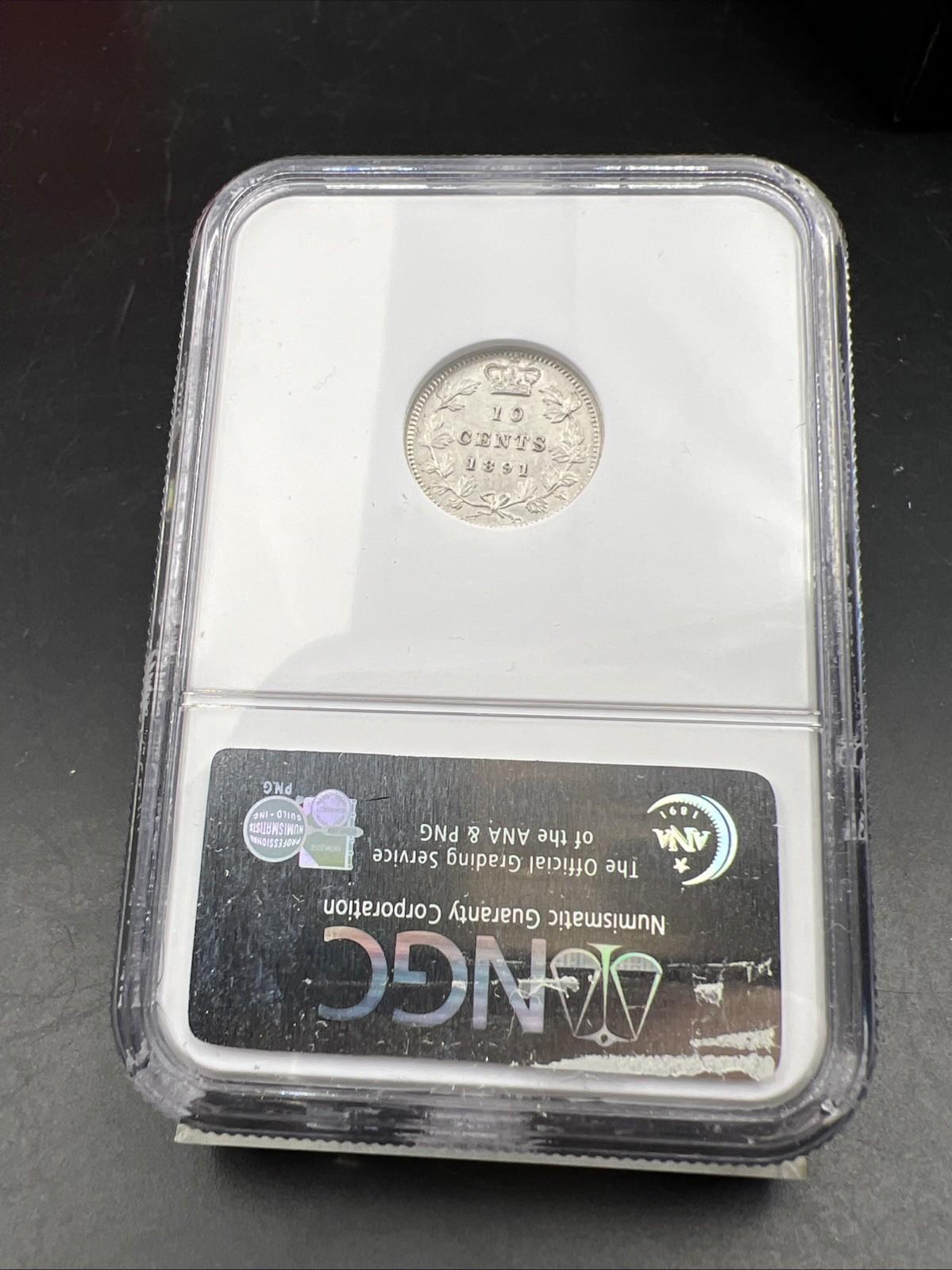 1891 Canada 10c Ten Cents 22 Leaves Large Date Variety AU53 About UNC