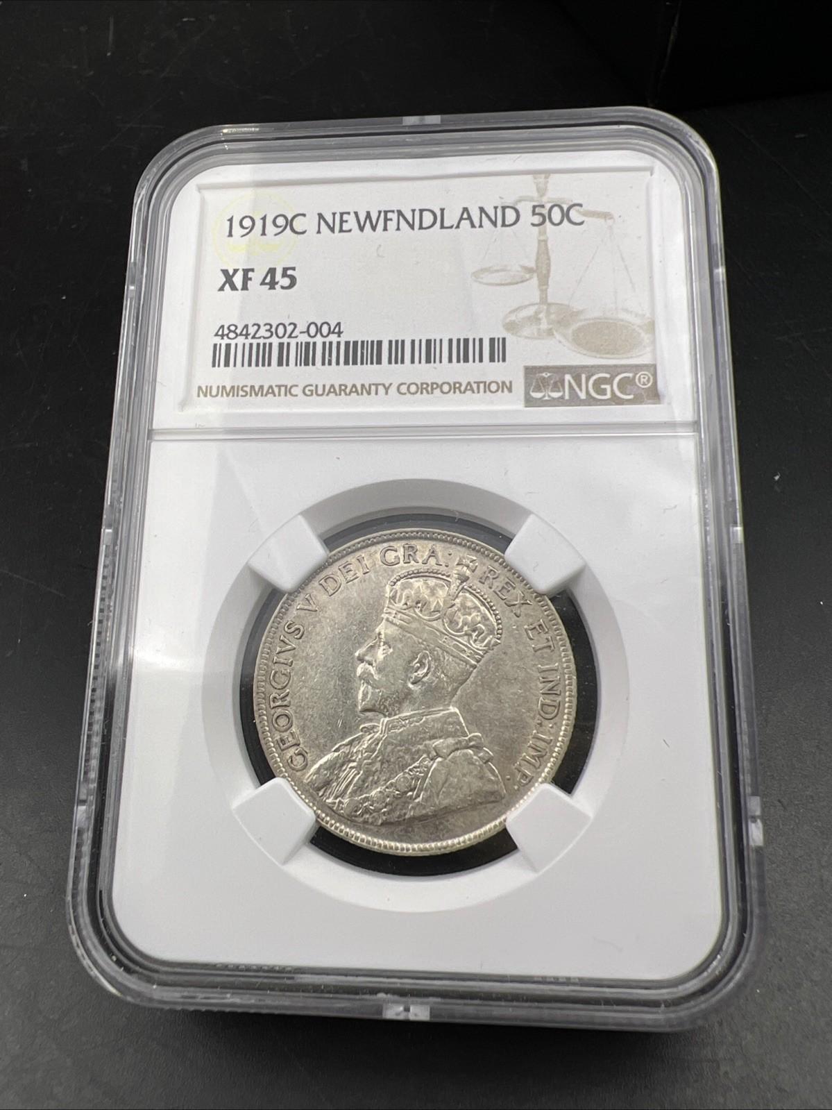 1919 C Newfoundland Canada 50c Fifty Cents Silver Coin NGC XF45