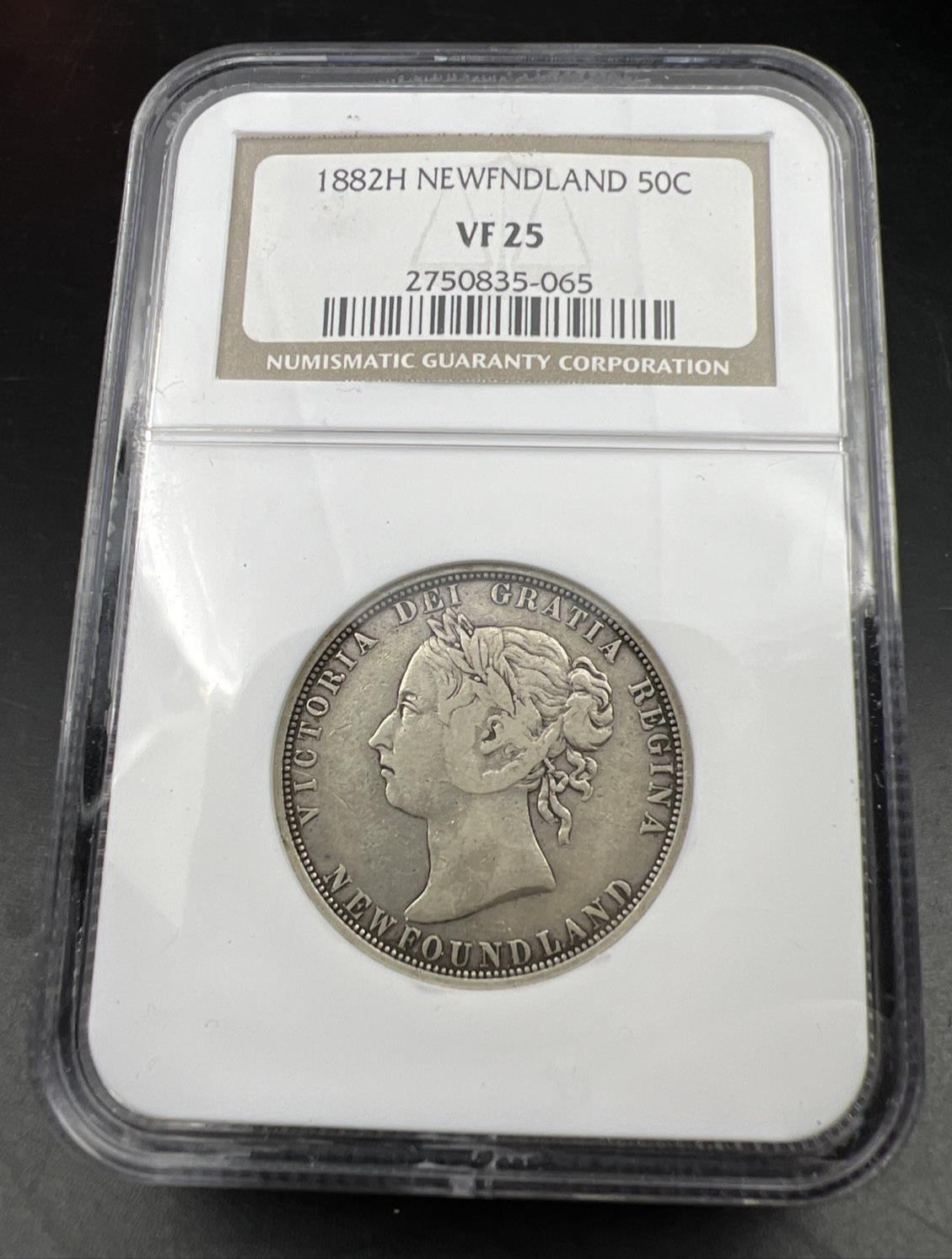 1882 H Newfoundland Canada 50c Fifty Cents Silver Coin NGC VF25 Certified