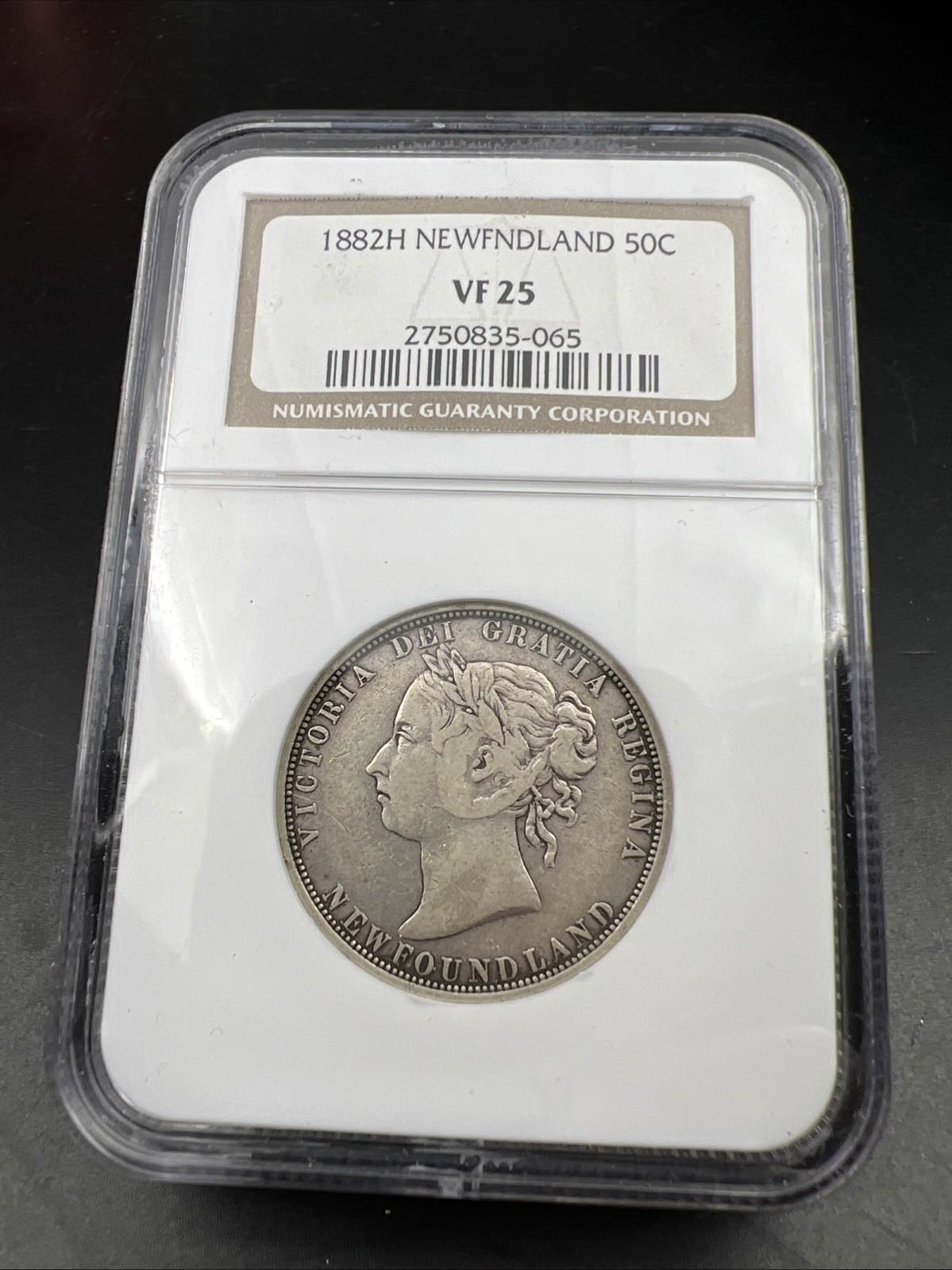 1882 H Newfoundland Canada 50c Fifty Cents Silver Coin NGC VF25 Certified