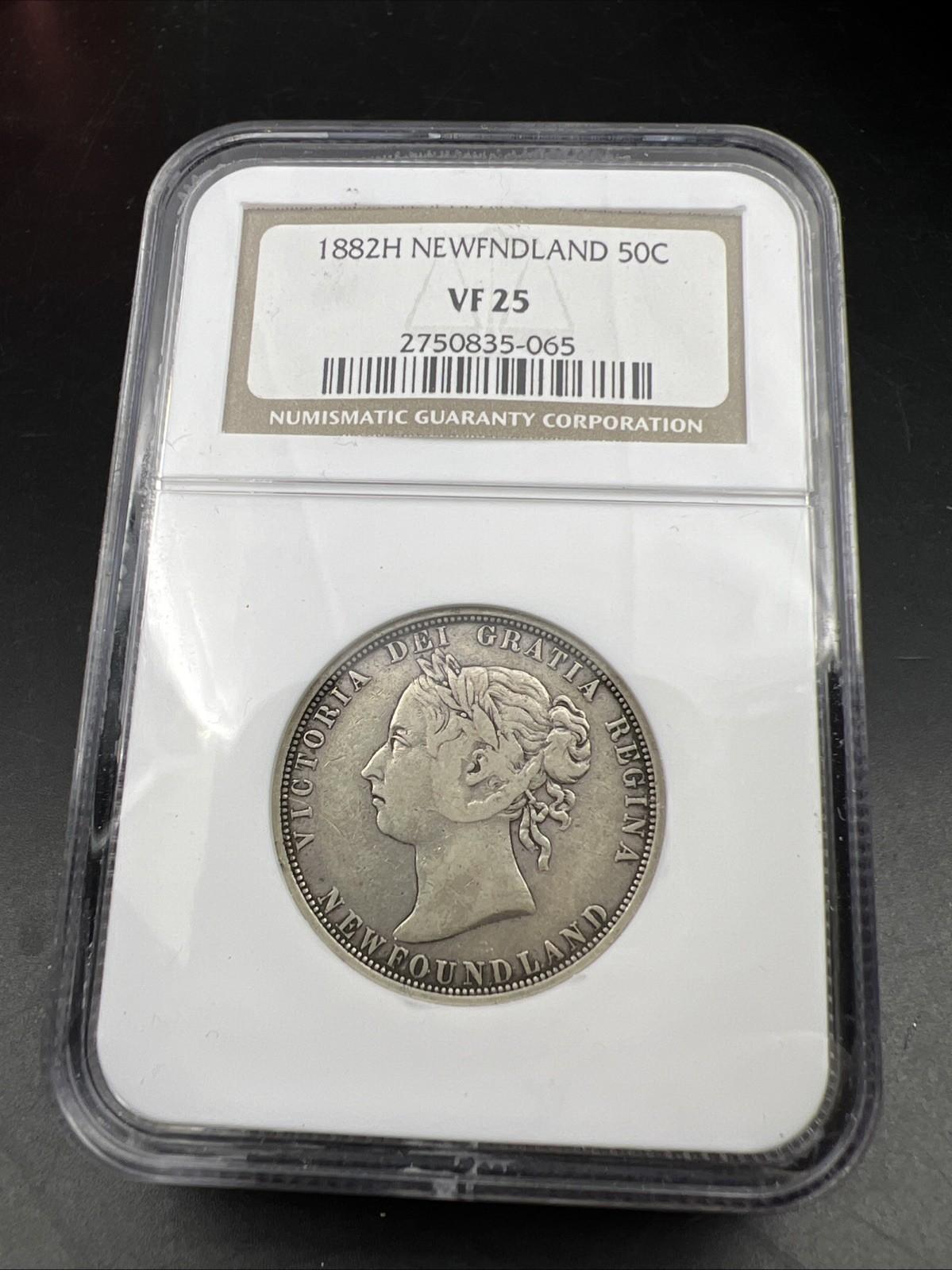 1882 H Newfoundland Canada 50c Fifty Cents Silver Coin NGC VF25 Certified