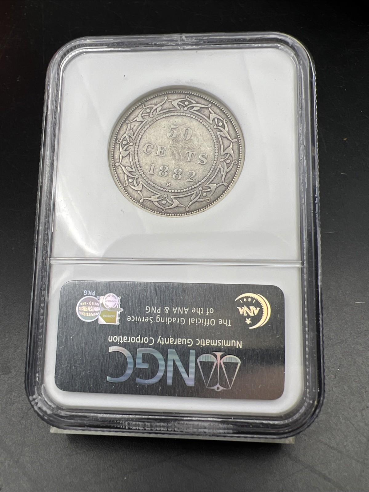 1882 H Newfoundland Canada 50c Fifty Cents Silver Coin NGC VF25 Certified