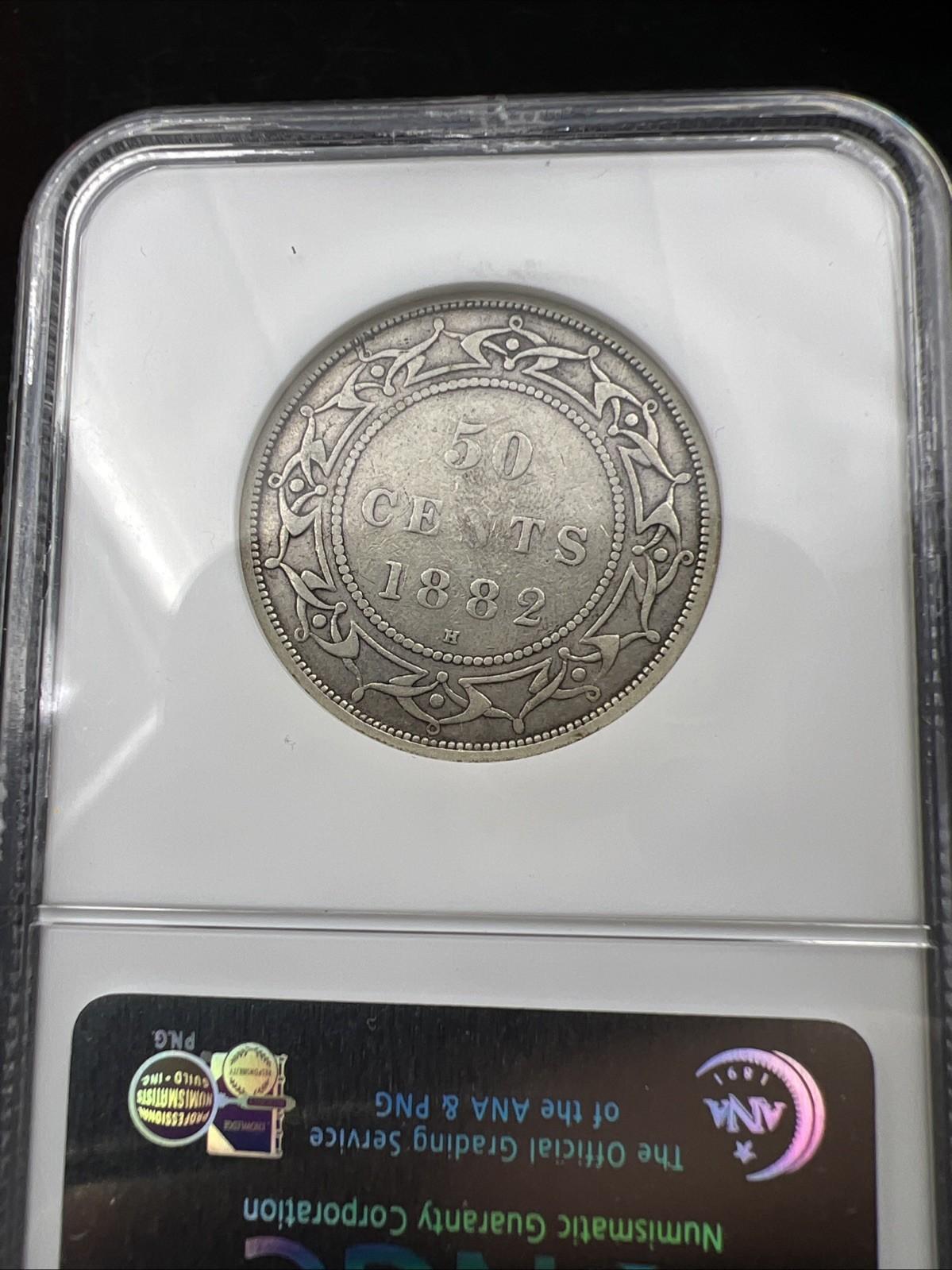 1882 H Newfoundland Canada 50c Fifty Cents Silver Coin NGC VF25 Certified