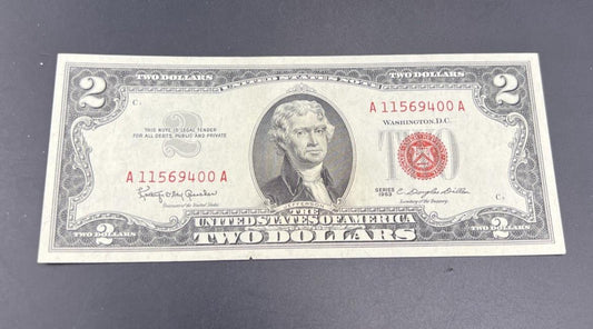 1963 $2 USN United States Note Two Dollar Bill XF EF Details Circ Tear #400