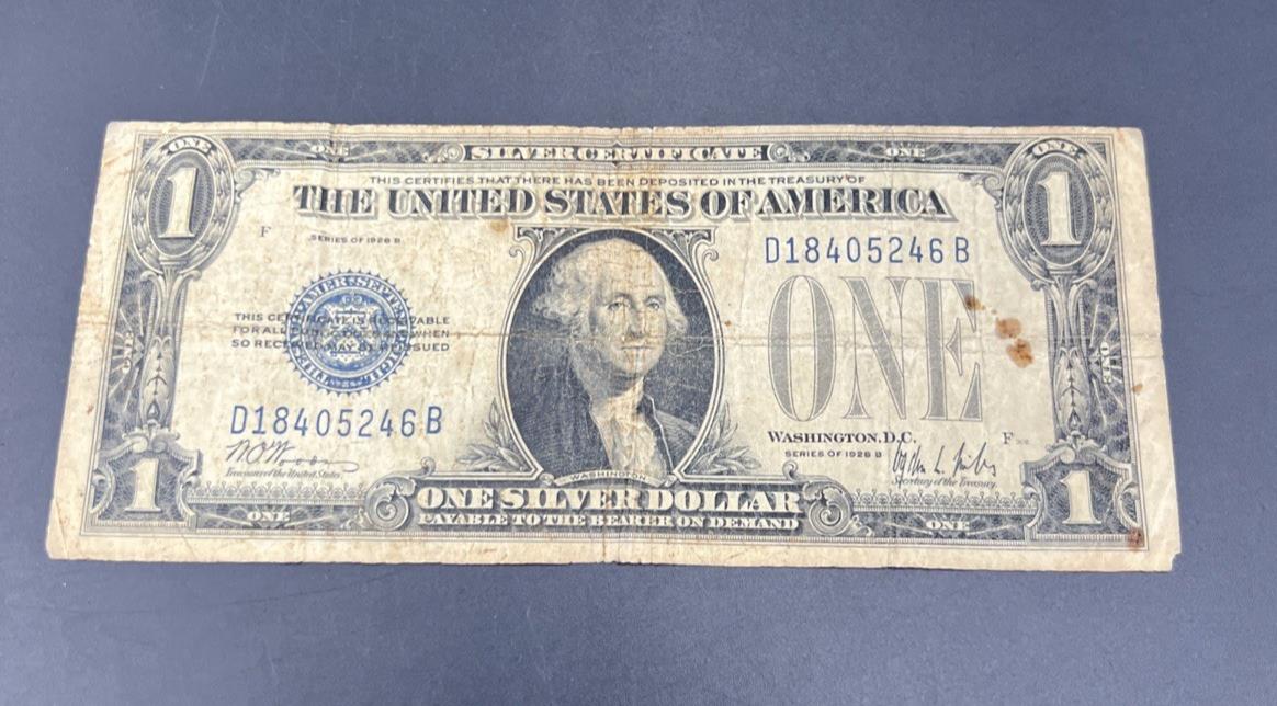 1928 B $1 Funnyback Funny Back Silver Certificate Blue Seal AG / G Very Circ #46