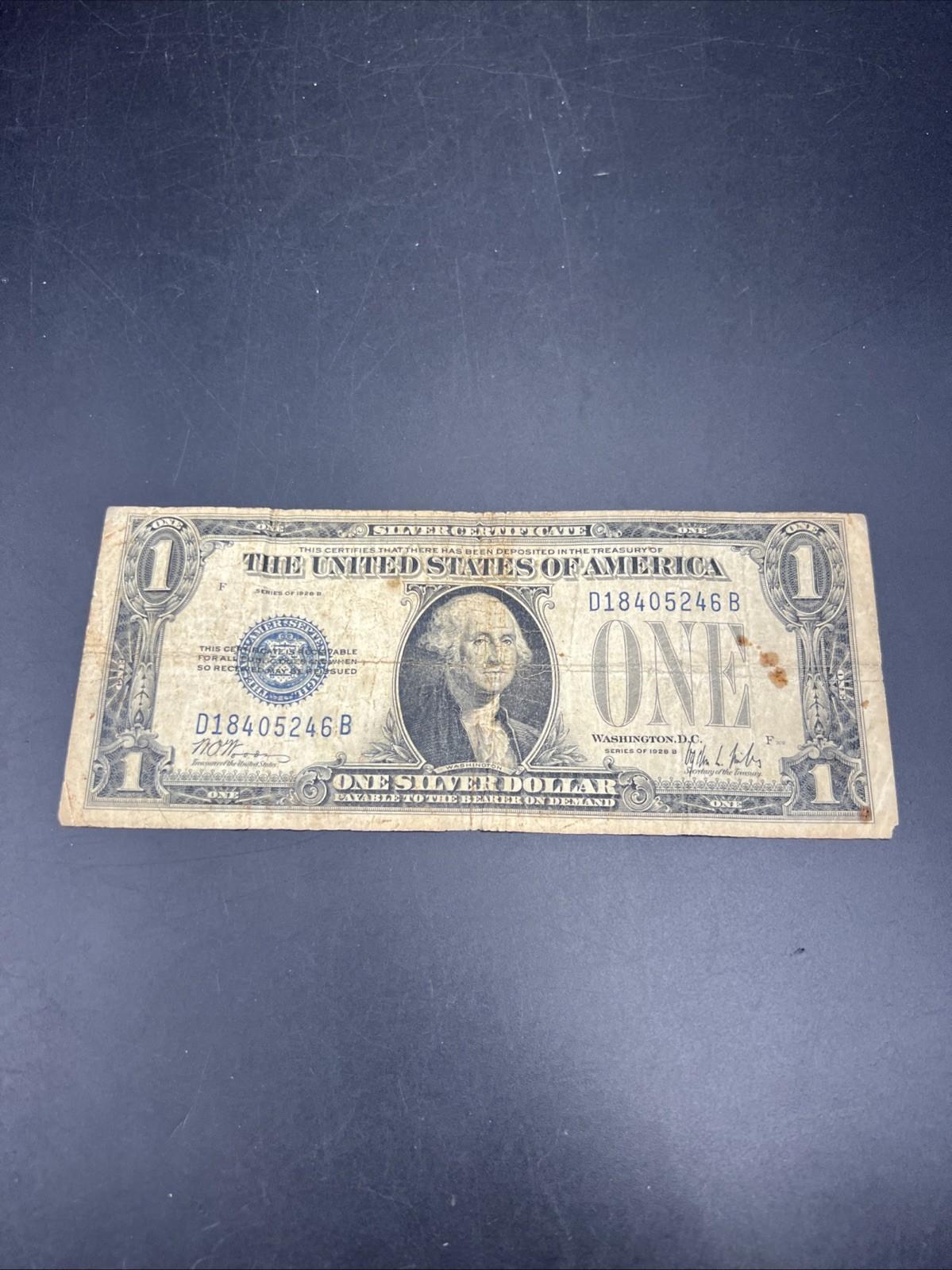 1928 B $1 Funnyback Funny Back Silver Certificate Blue Seal AG / G Very Circ #46