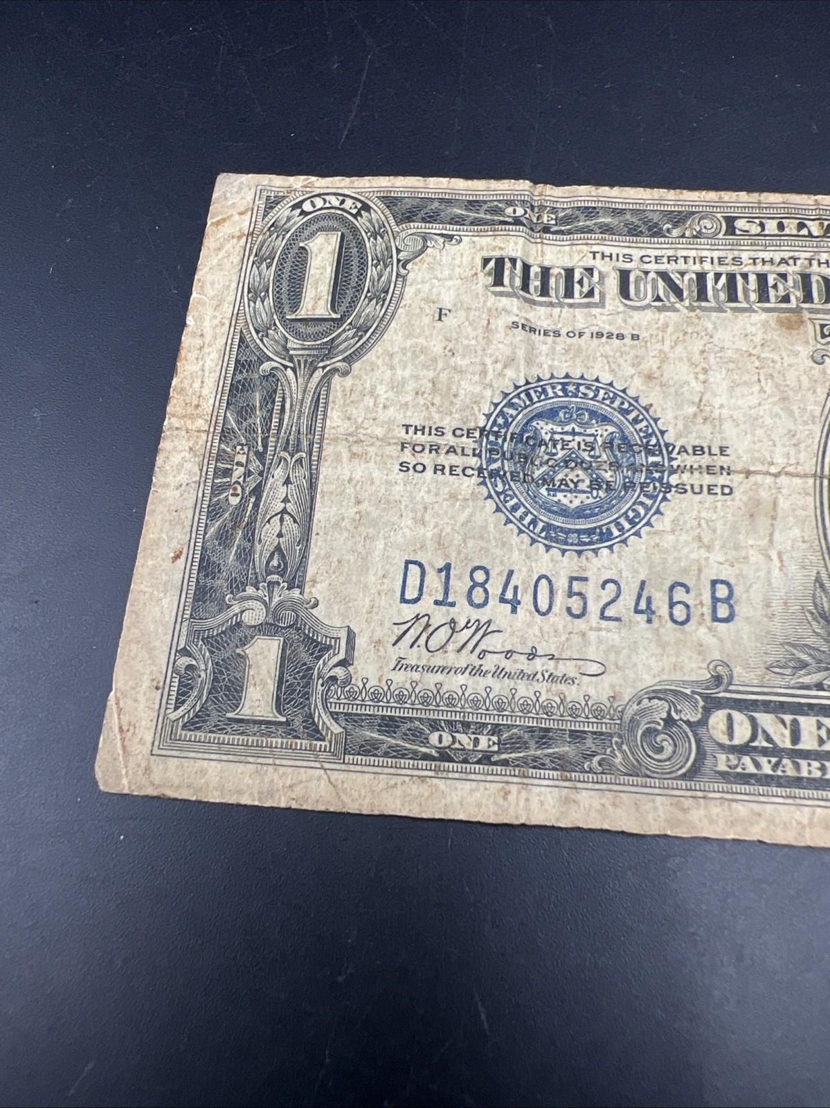 1928 B $1 Funnyback Funny Back Silver Certificate Blue Seal AG / G Very Circ #46
