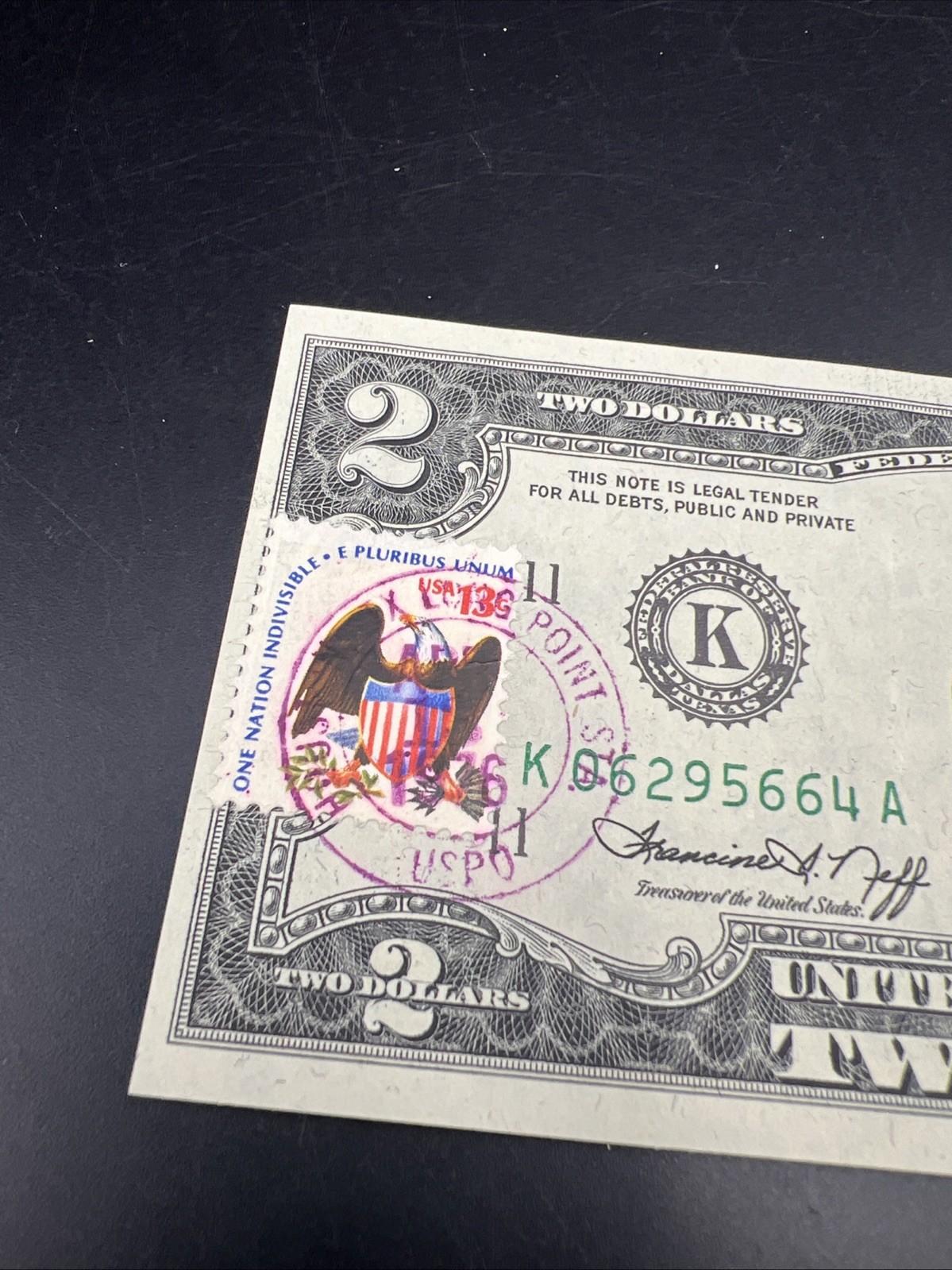 1976 $2 FRN Postal Bicentennial Federal Reserve Note CH XF #664