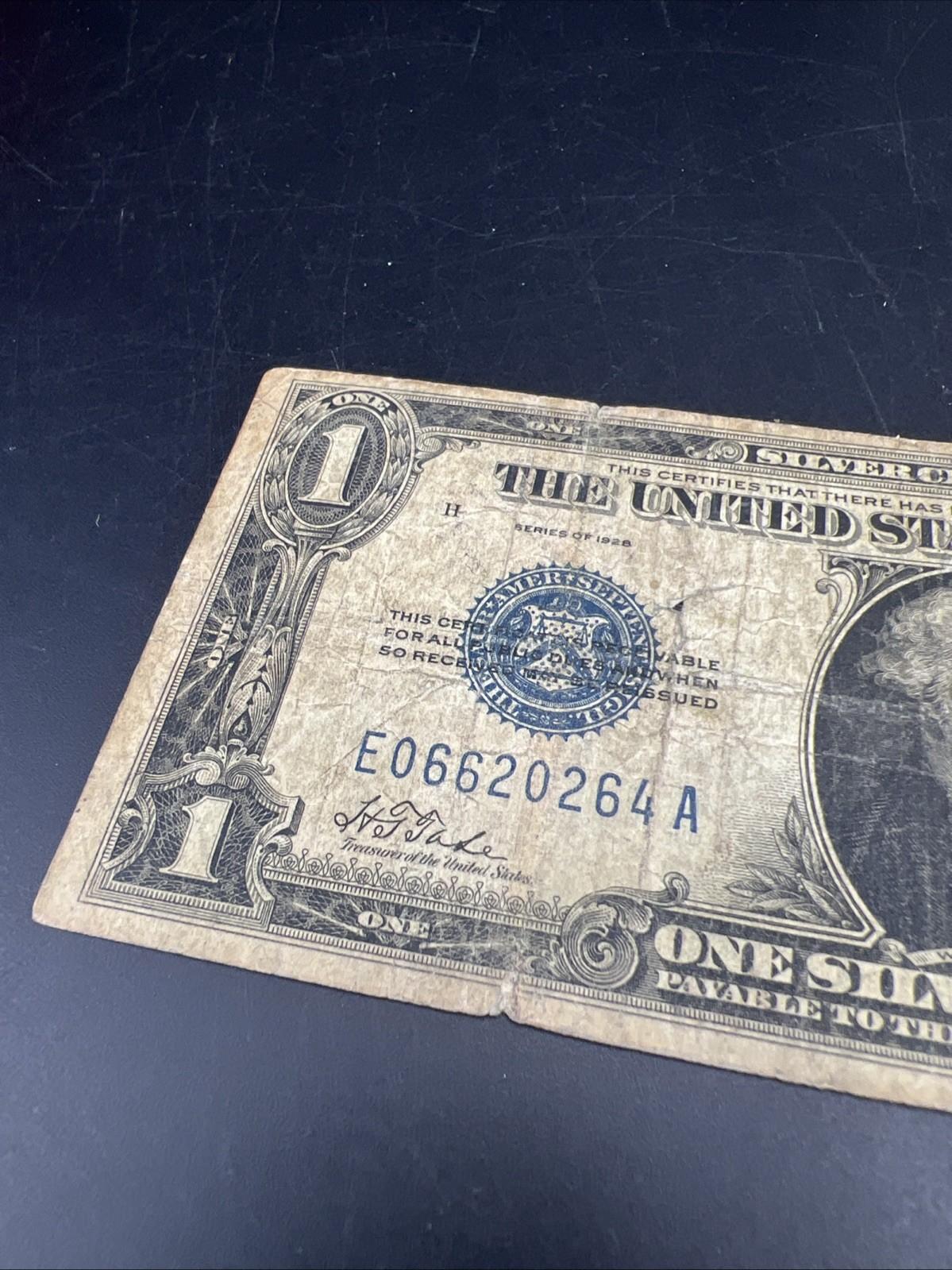 1928 $1 Funnyback Funny Back Silver Certificate Blue Seal AG / G Very Circ #264