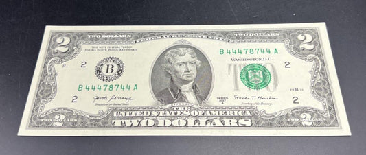 2017 $2 FRN Federal Reserve Note CH UNC Repeat Serial #44478744