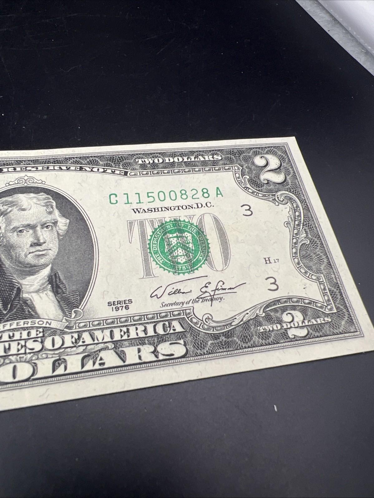 1976 $2 FRN Bicentennial Federal Reserve Note CH UNC #828