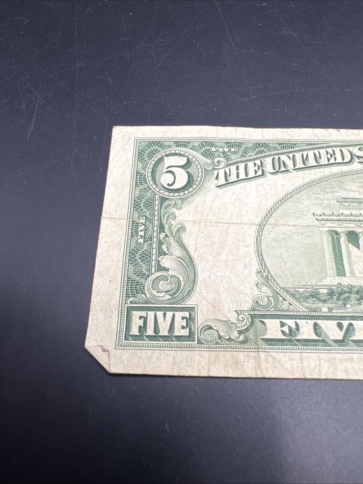 1953 A $5 Five Dollar USN United States Note Red Seal VG Circ #662