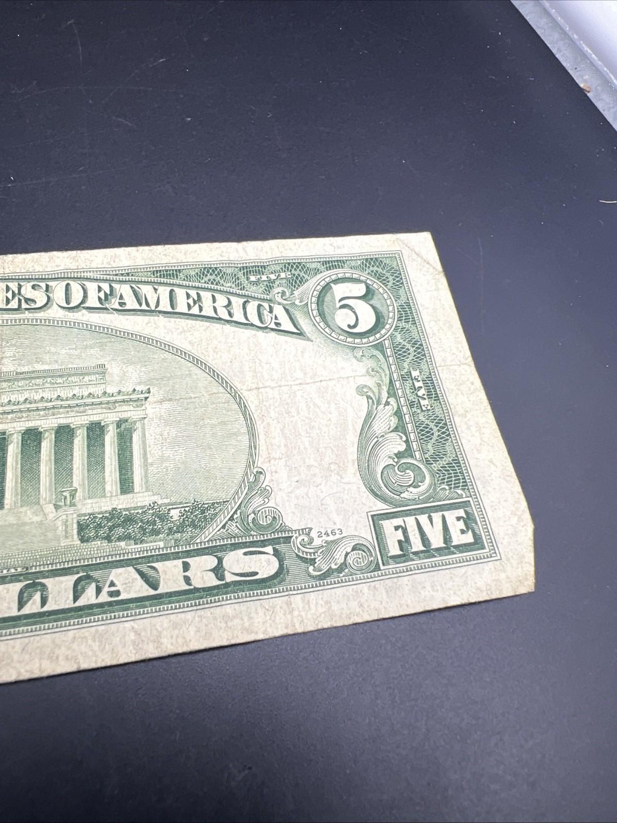 1953 A $5 Five Dollar USN United States Note Red Seal VG Circ #662