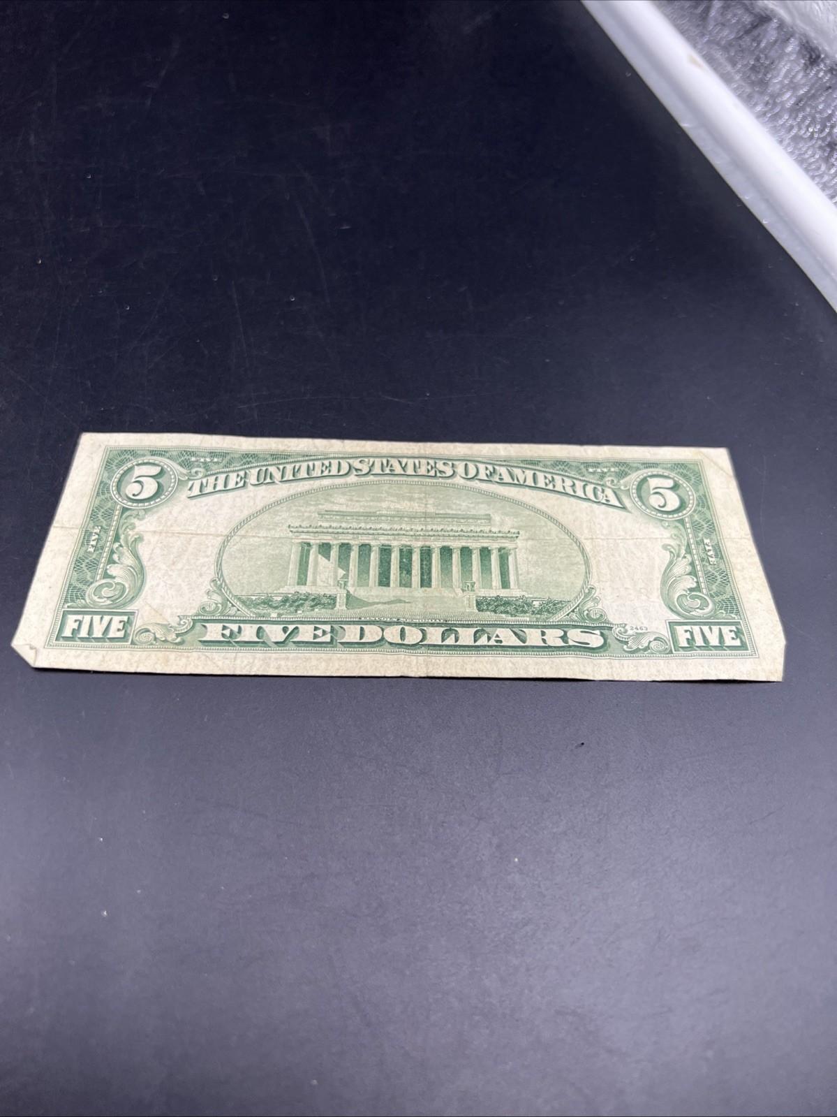 1953 A $5 Five Dollar USN United States Note Red Seal VG Circ #662