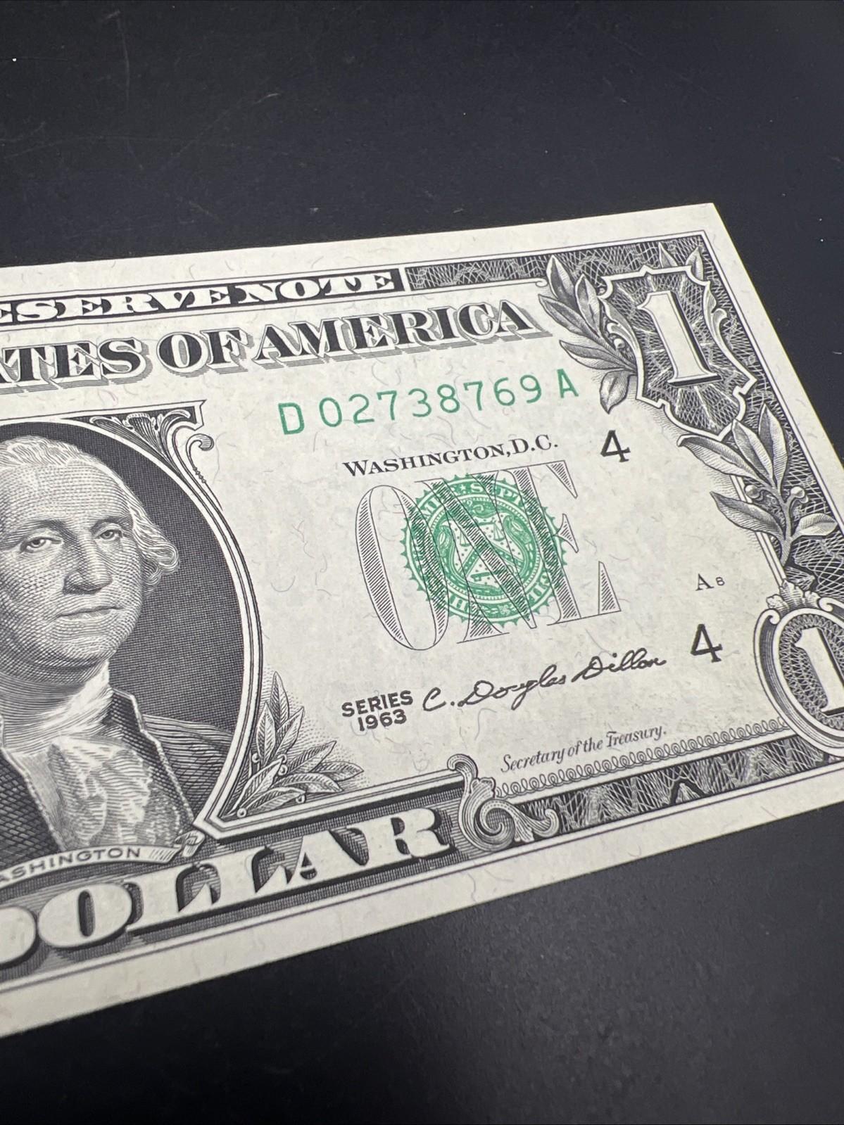 1963 $1 FRN Granahan Dillon Federal Reserve Note CH XF / AU #769