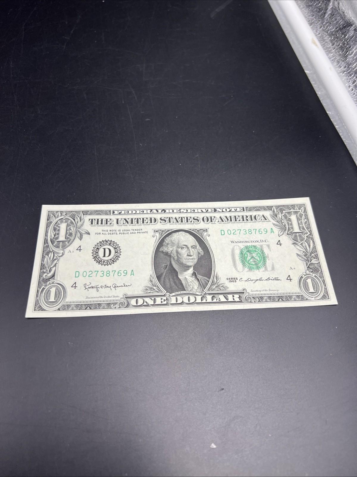 1963 $1 FRN Granahan Dillon Federal Reserve Note CH XF / AU #769