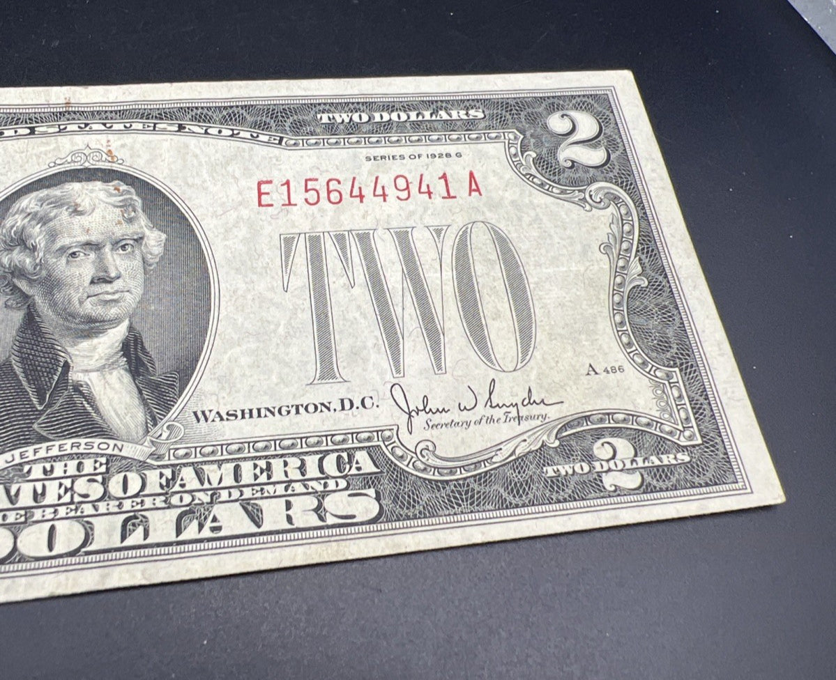 1928 G $2 USN United States Note VF Very Fine Details Stain REV #941