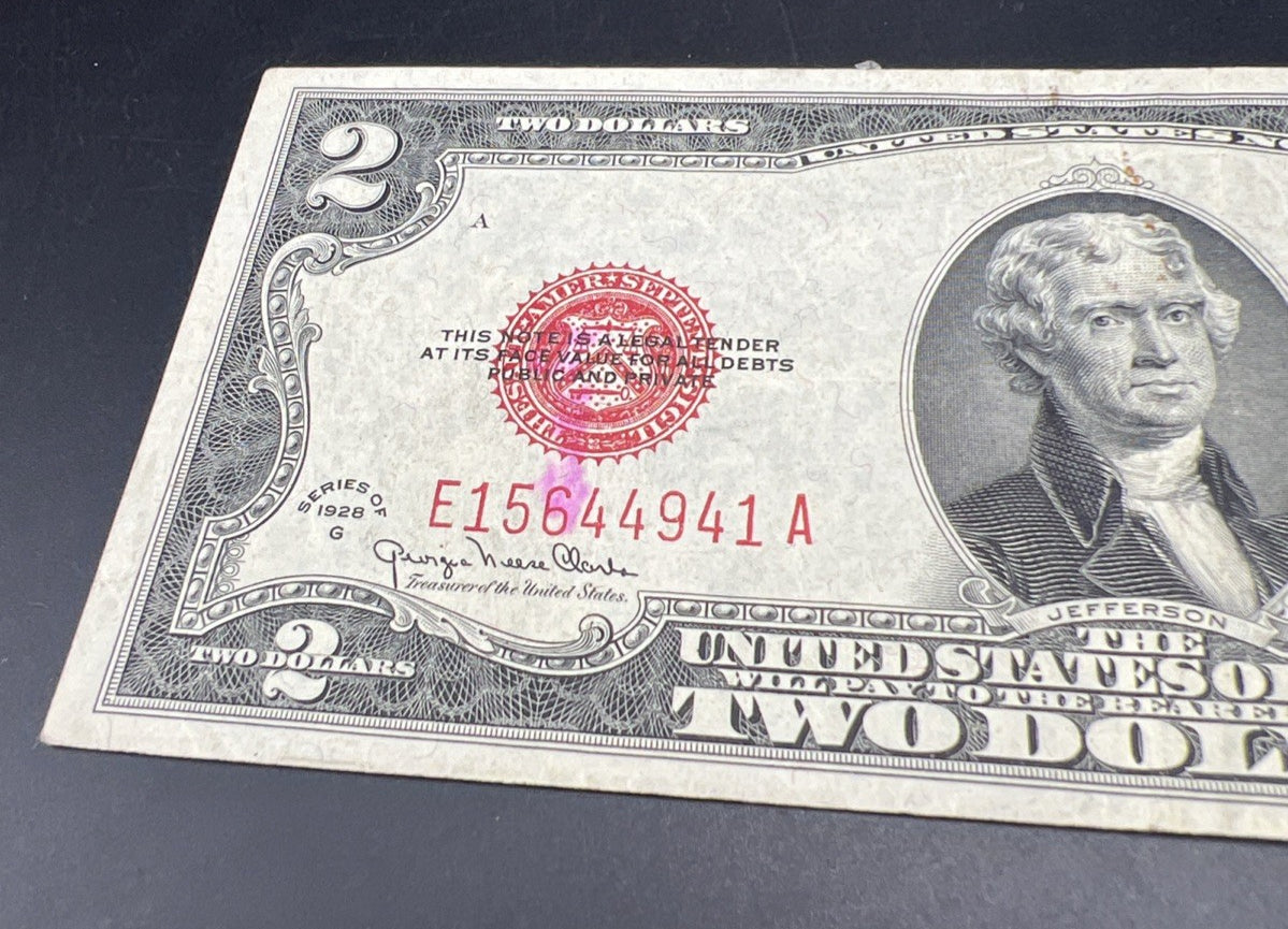 1928 G $2 USN United States Note VF Very Fine Details Stain REV #941