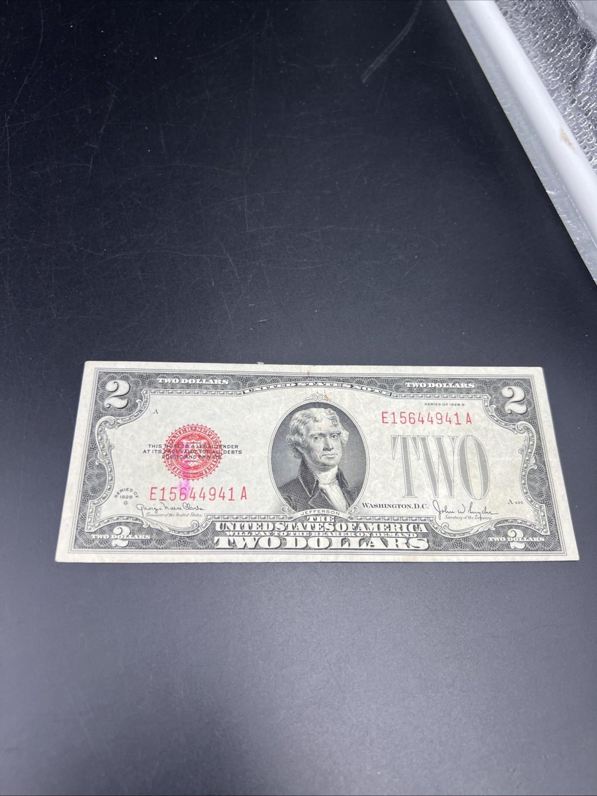 1928 G $2 USN United States Note VF Very Fine Details Stain REV #941