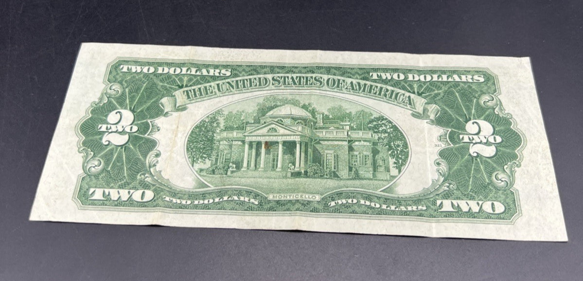 1928 F $2 USN United States Note Red Seal Fine Circ #46400045 Neat Serial #