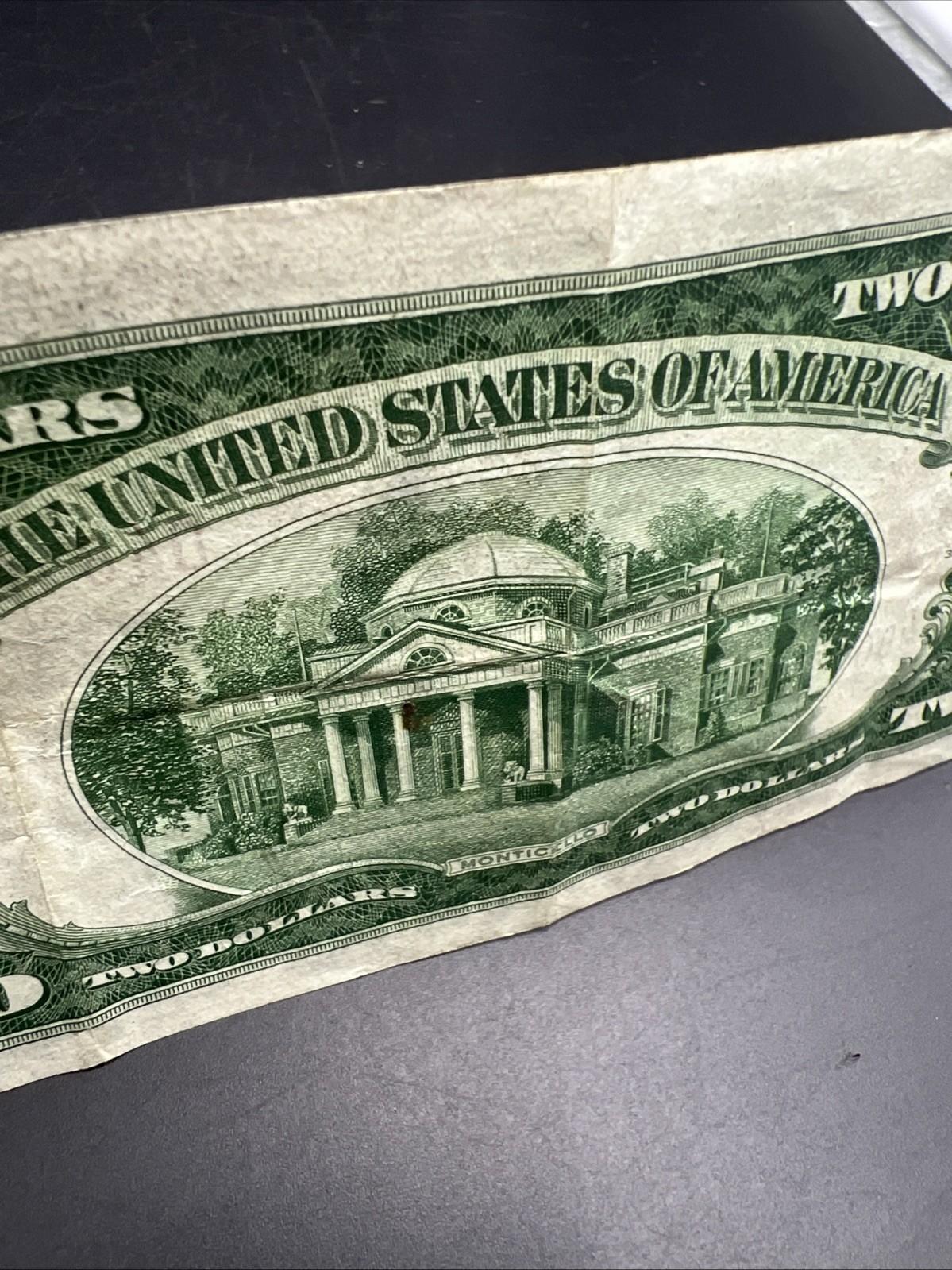 1928 F $2 USN United States Note Red Seal Fine Circ #46400045 Neat Serial #