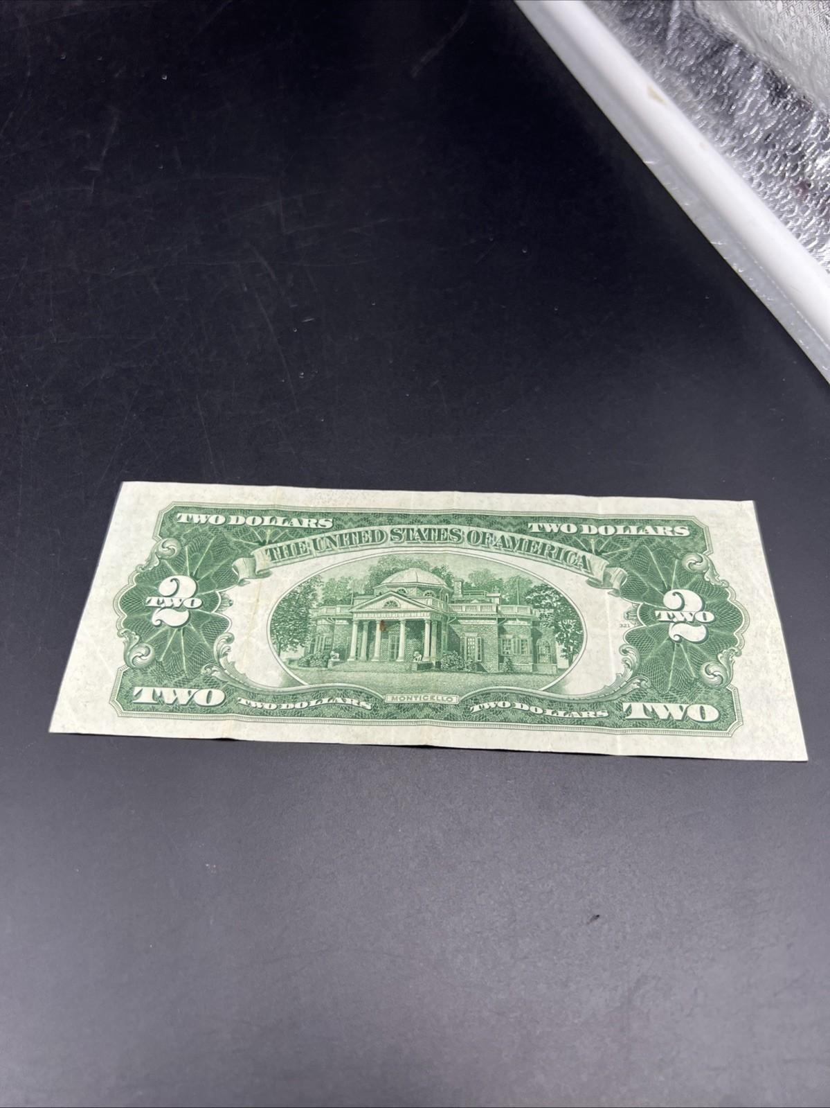 1928 F $2 USN United States Note Red Seal Fine Circ #46400045 Neat Serial #