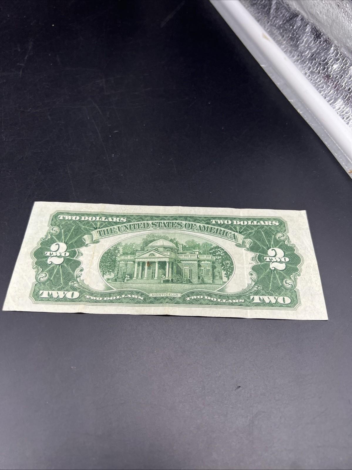 1928 F $2 USN United States Note Red Seal Fine Circ #46400045 Neat Serial #