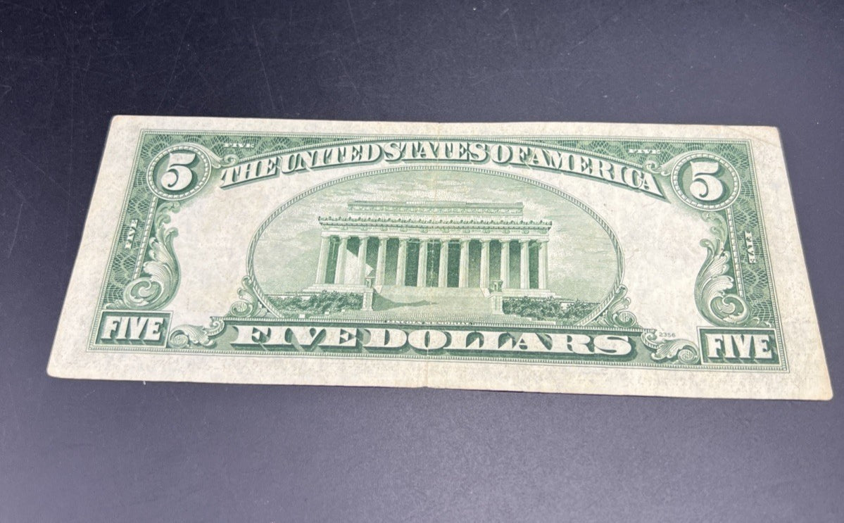 1953 A $5 USN United States Note Red Seal VG / Fine Circ #168