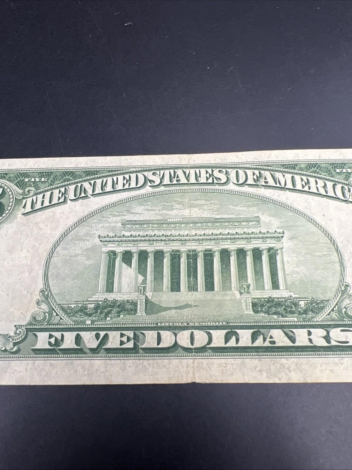 1953 A $5 USN United States Note Red Seal VG / Fine Circ #168