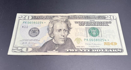 2017 A * Star $20 FRN Federal Reserve Note VF Very Fine Circ #254